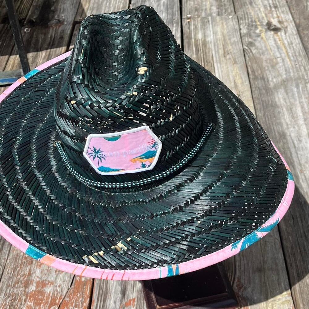 Black pink tropical sun hat